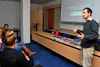 Adam Hradilek vítá zahraniční studenty na přednášce (Praha, ÚSTR, 17.2.2015)