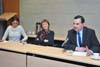 Diskusní seminář „Jiří Mucha“: zleva Jolana Šopovová, Jarmila Mucha Plocková a Jan Kalous (Praha, ÚSTR, 29.03.2012)