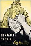 Obálka propagandistické publikace: KETTNER, P.: Nepřátelé vesnice bez masky. Praha, Státní zemědělské nakladatelství, 1953