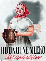 Propagační plakát z 50. let „Hodnotné mléko – Váš lepší příjem“ (zdroj: Národní zemědělské muzeum)